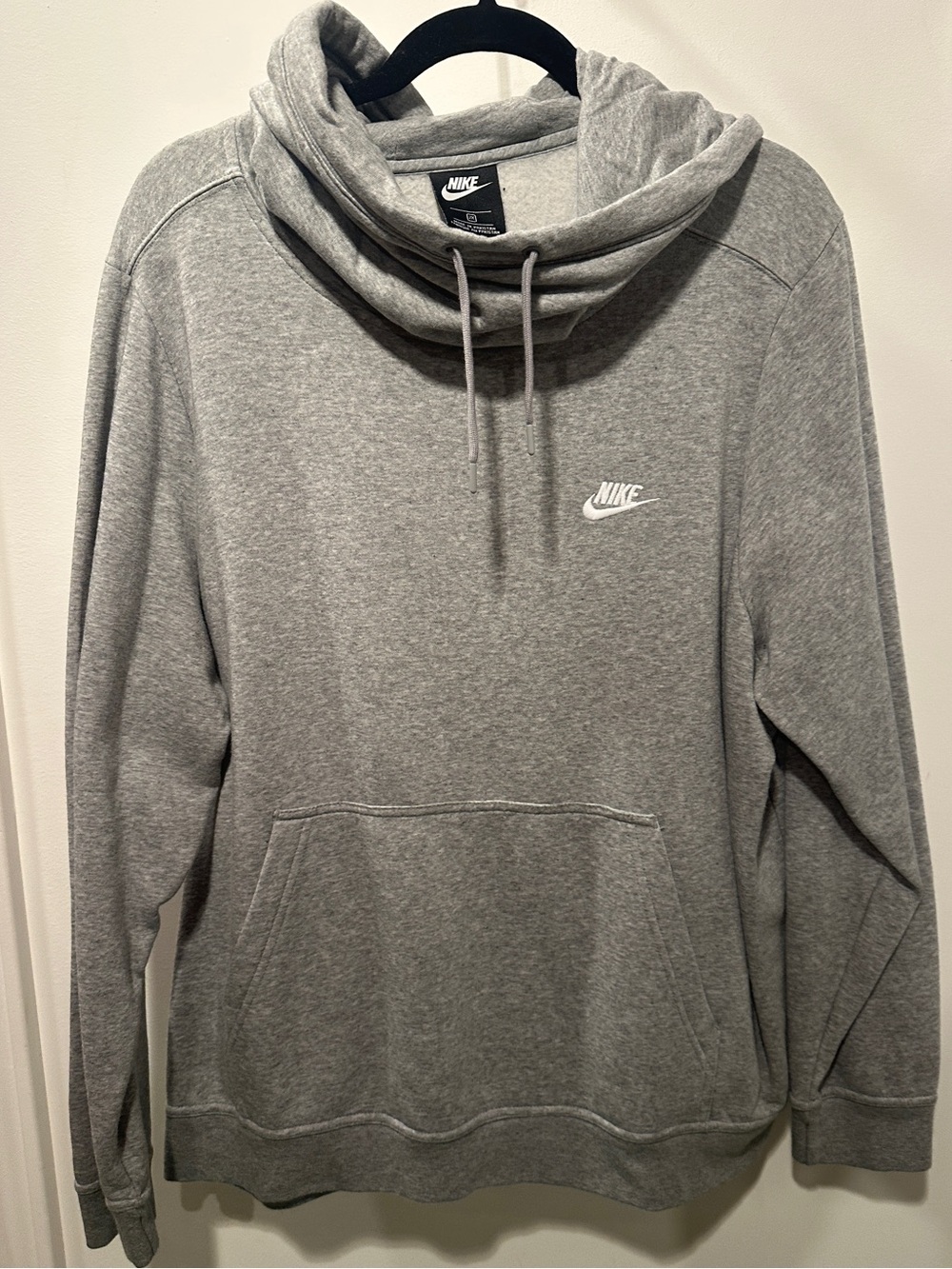 Women’s Nike Gray Pullover Hoodie with Cowl Neck and Drawstrings Size 2X